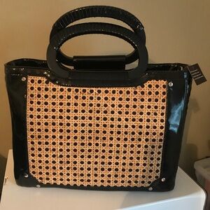 🌸White House Black Market Patent/Wicker Bag